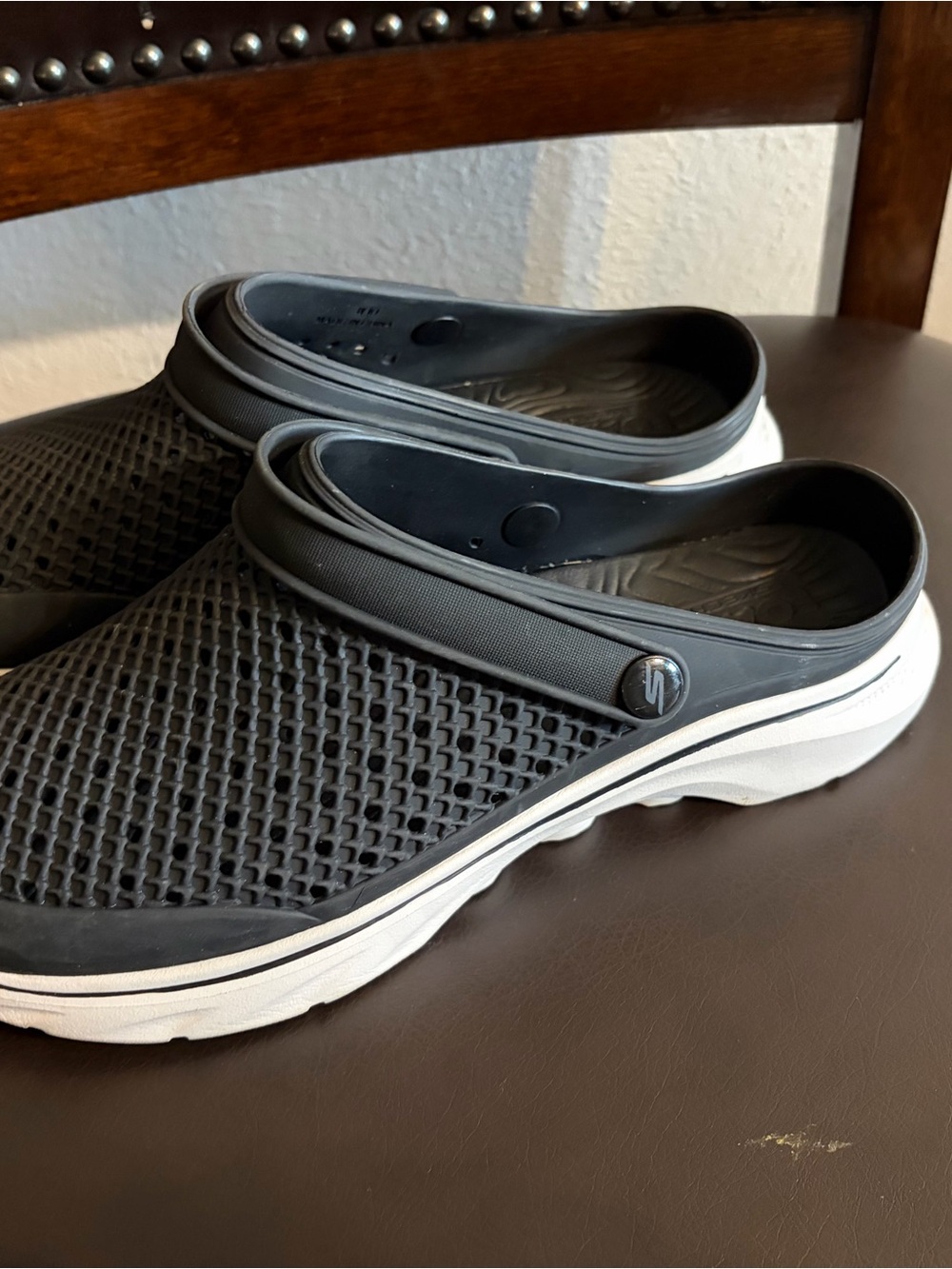 Skechers Women's Black & White Slip-On Clogs